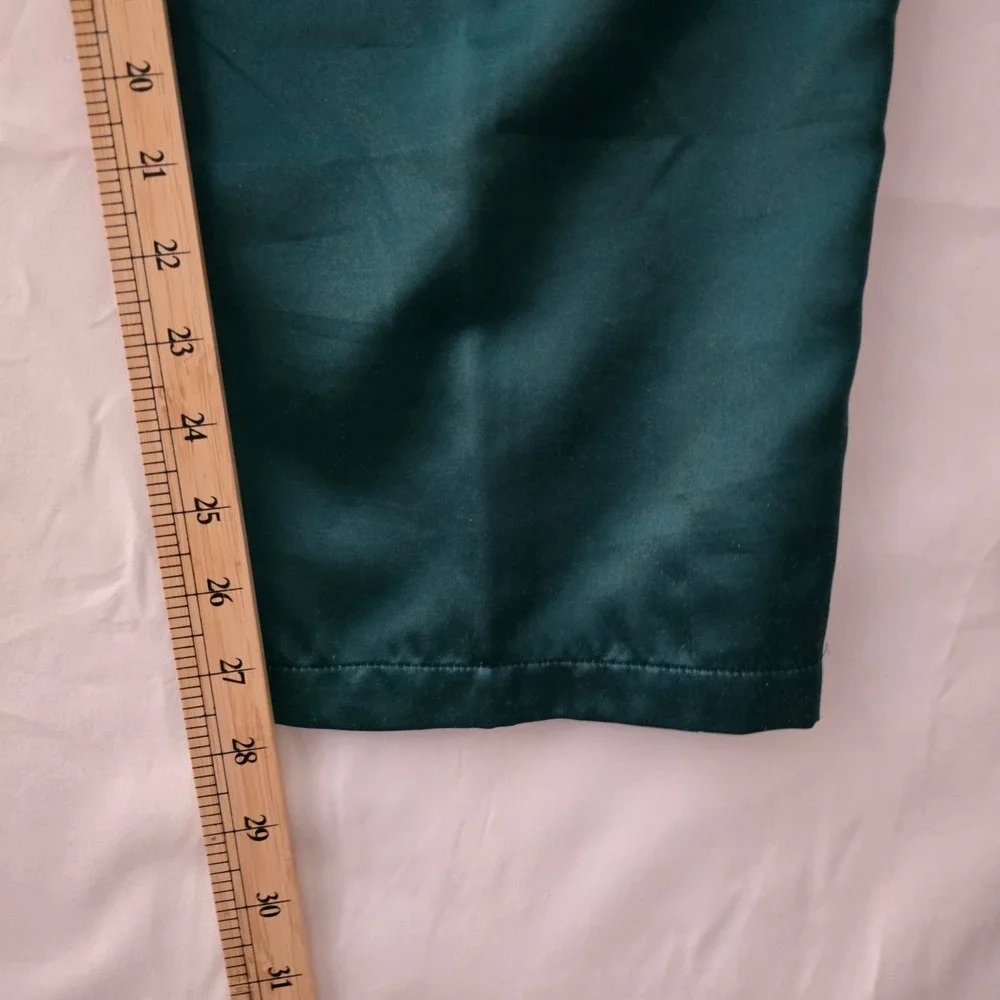Victoria's Secret VTG Gold Label Emerald Green Satin‎ 3pc Pajama Robe Set Small